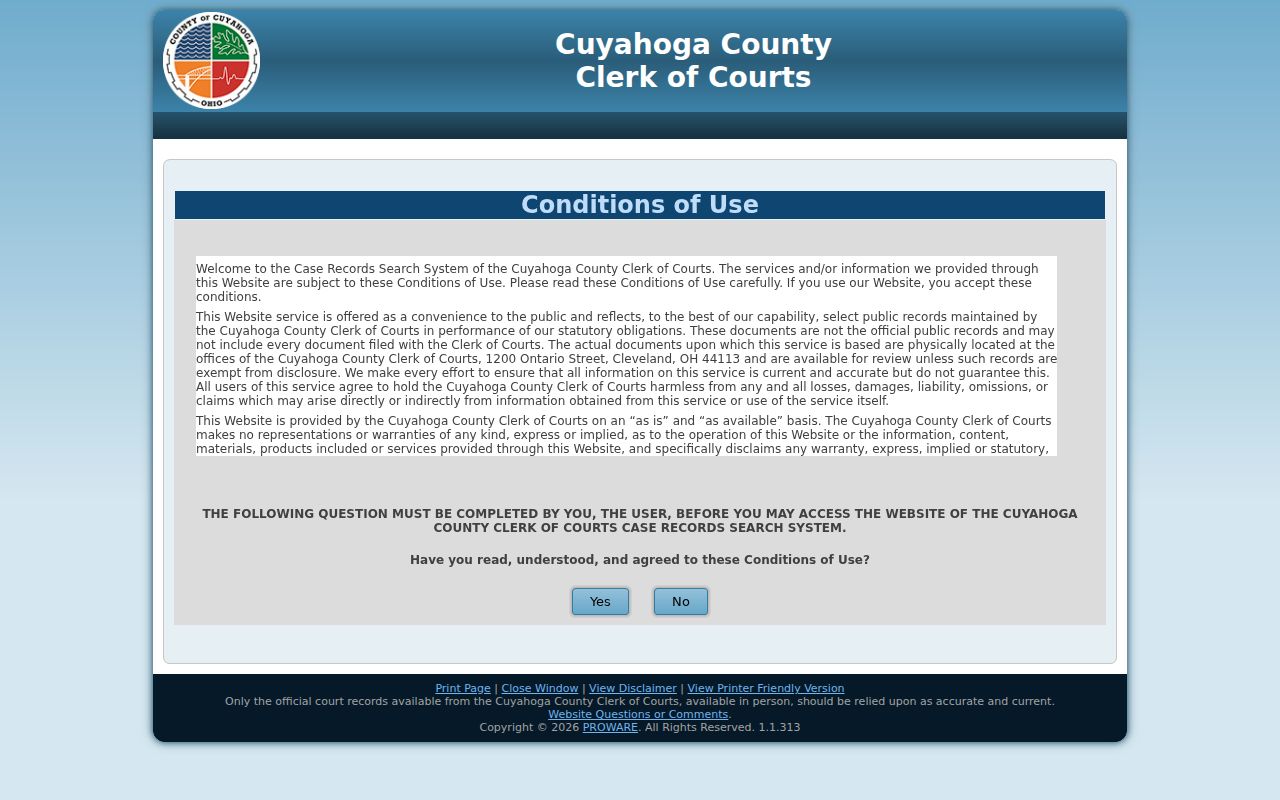 Rocky River residents directory image of the Cuyahoga court docket search