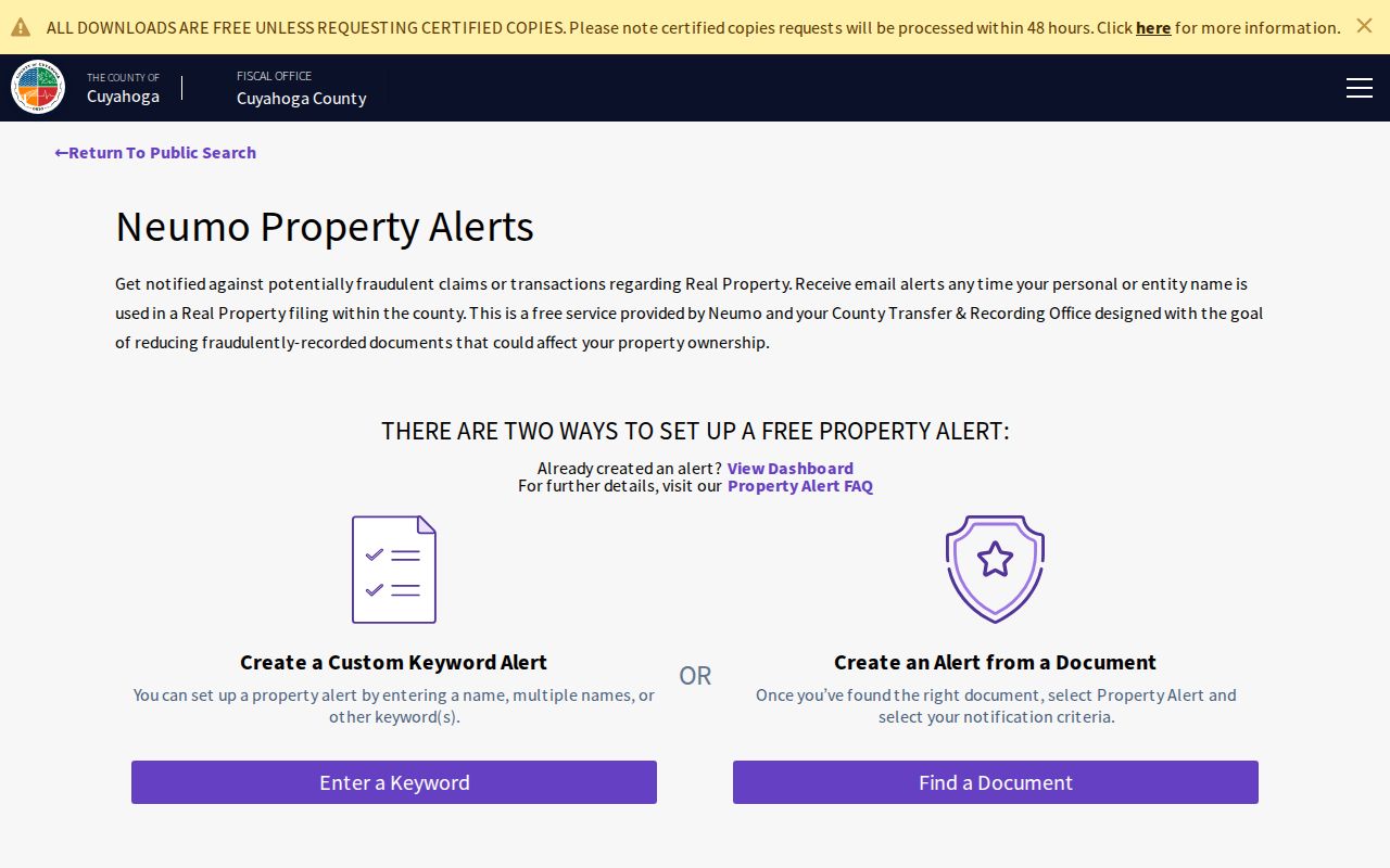 Rocky River neighbors Cuyahoga Property Alert service